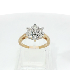 Round Brilliant Flower Cluster TCW 0.35 SI1 G-H 9CT Yellow Gold Size M