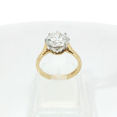 Round Brilliant 8 Claw Solitaire 2CT VS2 F 18CT Yellow Gold Ring Size I