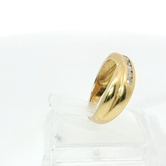 Round Brilliant Twisted Channel Set TCW 0.21 SI1 / 2 H 18CT Yellow Gold Ring Size M