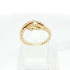 Round Brilliant Solitaire Tension 0.15CT SI1 G/H 18CT Yellow Gold Ring Size N