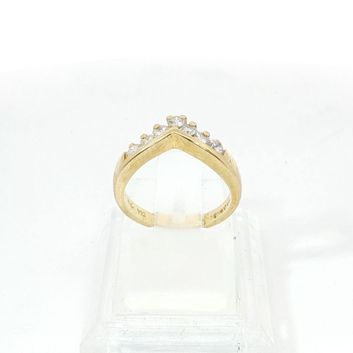 Round Brilliant Diamond Wishbone Tiara 0.28CT SI1 G-H 18CT Yellow Gold Ring Size F