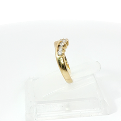 Round Brilliant Diamond Wishbone Tiara 0.28CT SI1 G-H 18CT Yellow Gold Ring Size F