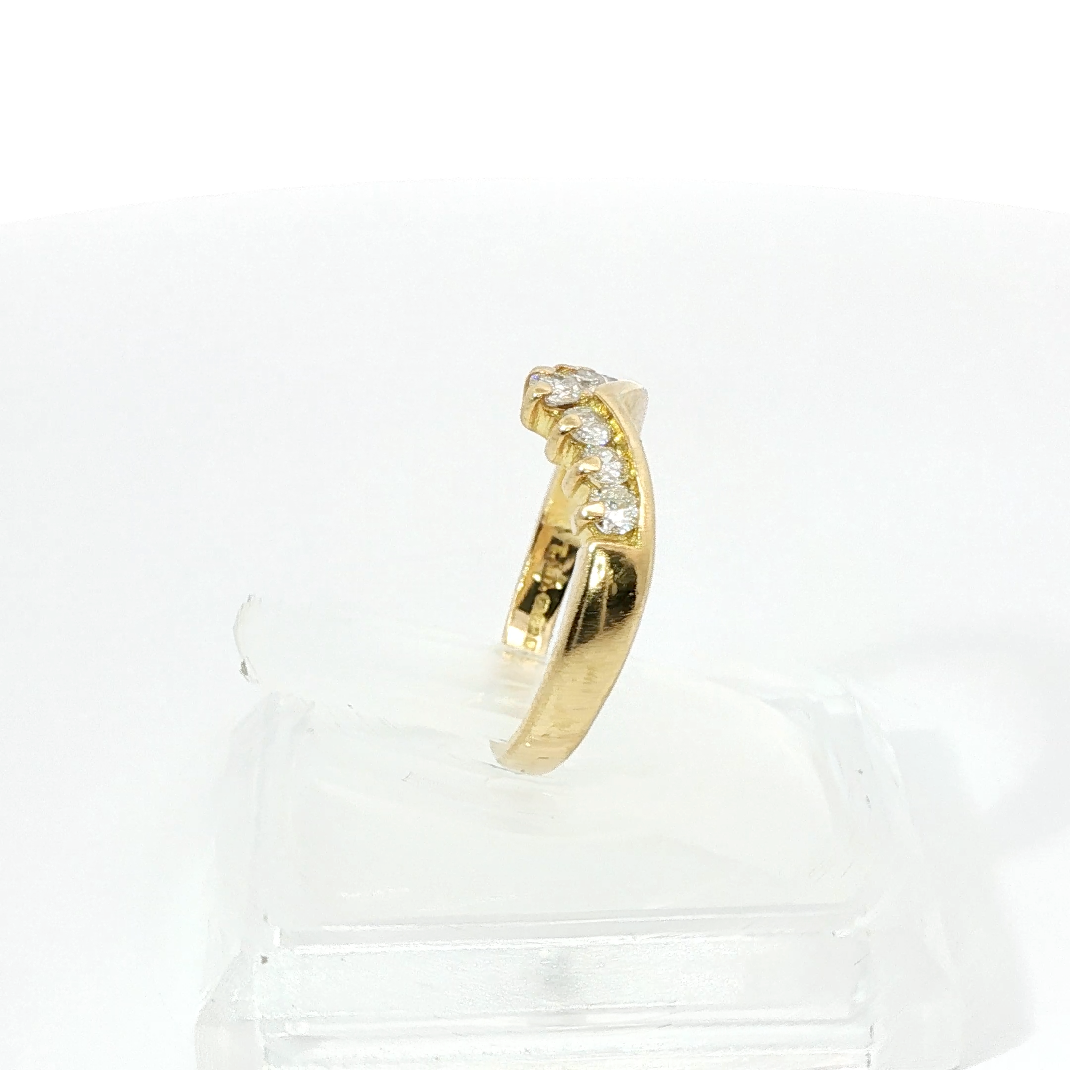 Round Brilliant Diamond Wishbone Tiara 0.28CT SI1 G-H 18CT Yellow Gold Ring Size F