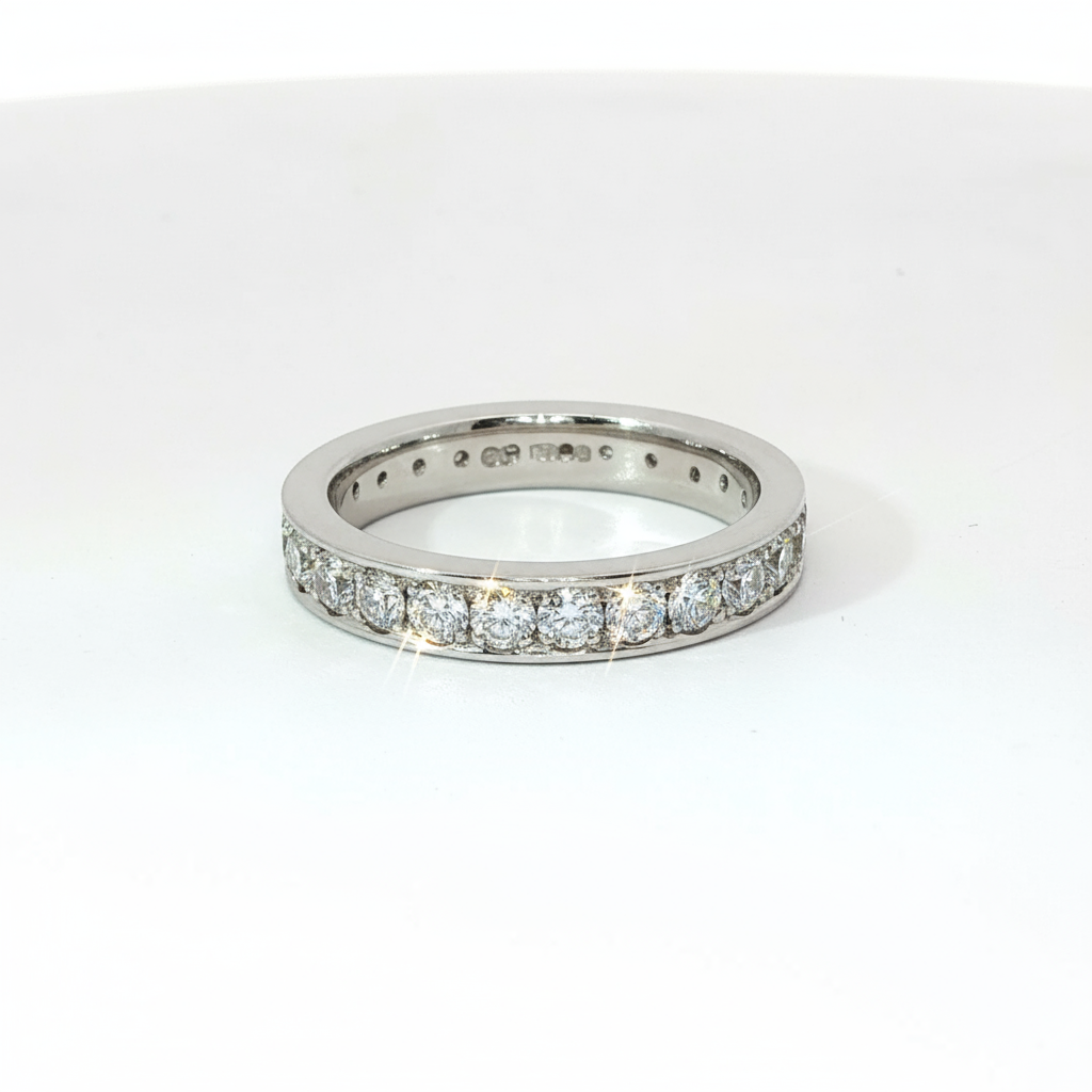 Round Brilliant Full Eternity Channel Set 2CT VS1 F Platinum Ring Size K 1/2