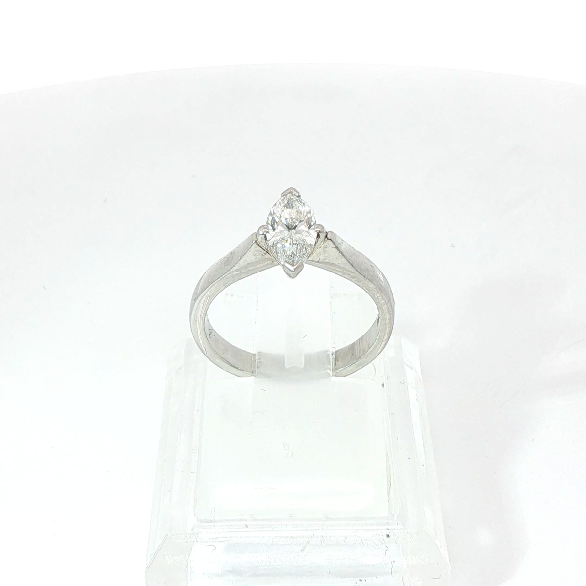 Marquise Cut Solitaire Taper Shoulder 0.7CT SI1 G Platinum Ring Size G 1/2