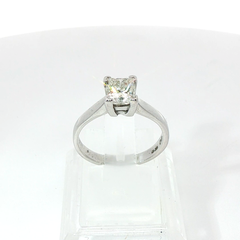 Solitaire Princess Cut 1CT VS1 G-H 18CT White Gold Ring Size L 1/2