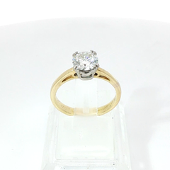 Double Prong Round Brilliant 1.01CT Lab Grown SI2 I 18CT Yellow Gold Ring Size M
