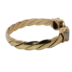 8” Pre-owned 9CT Sapphire & Diamond Set Panther Head Bangle (72.52g)