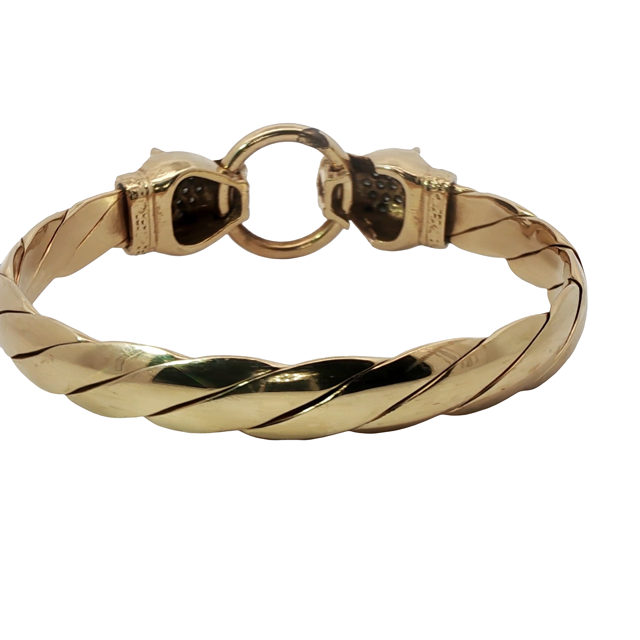 8” Pre-owned 9CT Sapphire & Diamond Set Panther Head Bangle (72.52g)