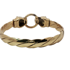 8” Pre-owned 9CT Sapphire & Diamond Set Panther Head Bangle (72.52g)