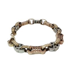 7.5” Pre-owned 9CT Three Tone Star & Bar Bracelet (12.76g)
