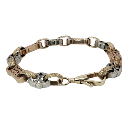 7.5” Pre-owned 9CT Three Tone Star & Bar Bracelet (12.76g)