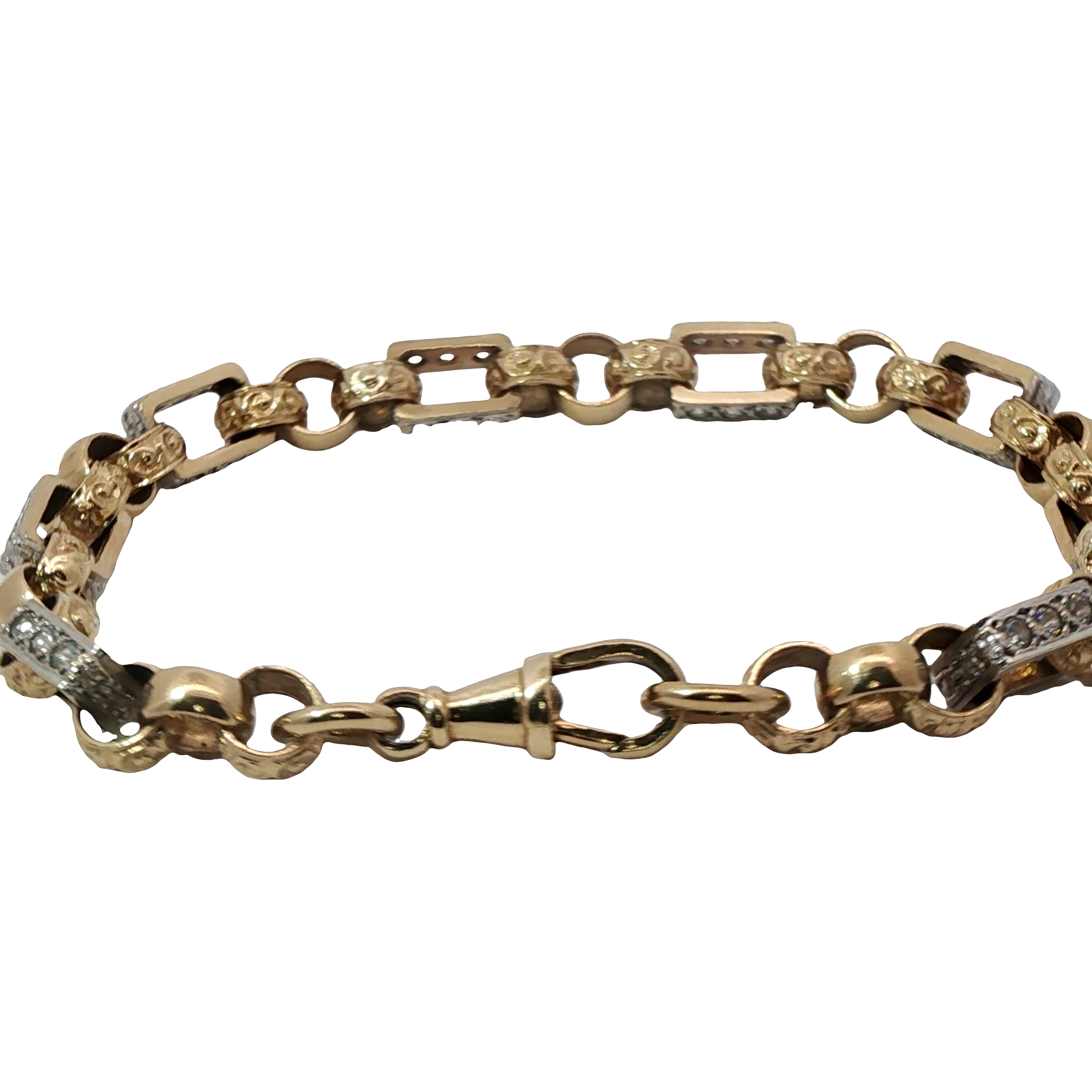 9” Pre-owned 9CT Stone Set Gypsy Link Bracelet (26.64g)
