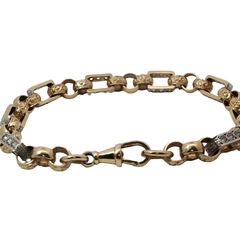 9” Pre-owned 9CT Stone Set Gypsy Link Bracelet (26.64g)