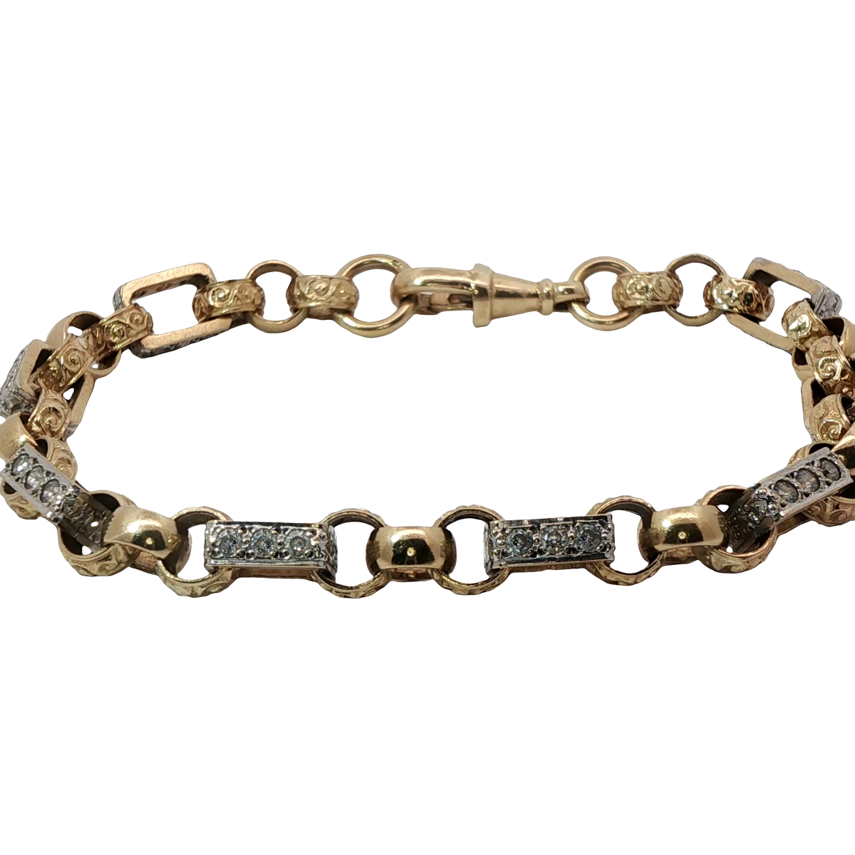 9” Pre-owned 9CT Stone Set Gypsy Link Bracelet (26.64g)