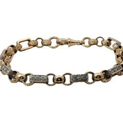 9” Pre-owned 9CT Stone Set Gypsy Link Bracelet (26.64g)