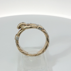 9CT Pre-owned Diamond Set Hook & Loop Ring (Size X)