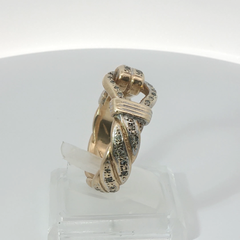 9CT Pre-owned Diamond Set Hook & Loop Ring (Size X)