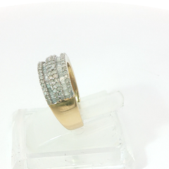 Baguette & Single Cuts 1CT SI1 - SI2 G-H 9CT Yellow Gold Channel & Prong Ring Size J