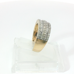 Baguette & Single Cuts 1CT SI1 - SI2 G-H 9CT Yellow Gold Channel & Prong Ring Size J