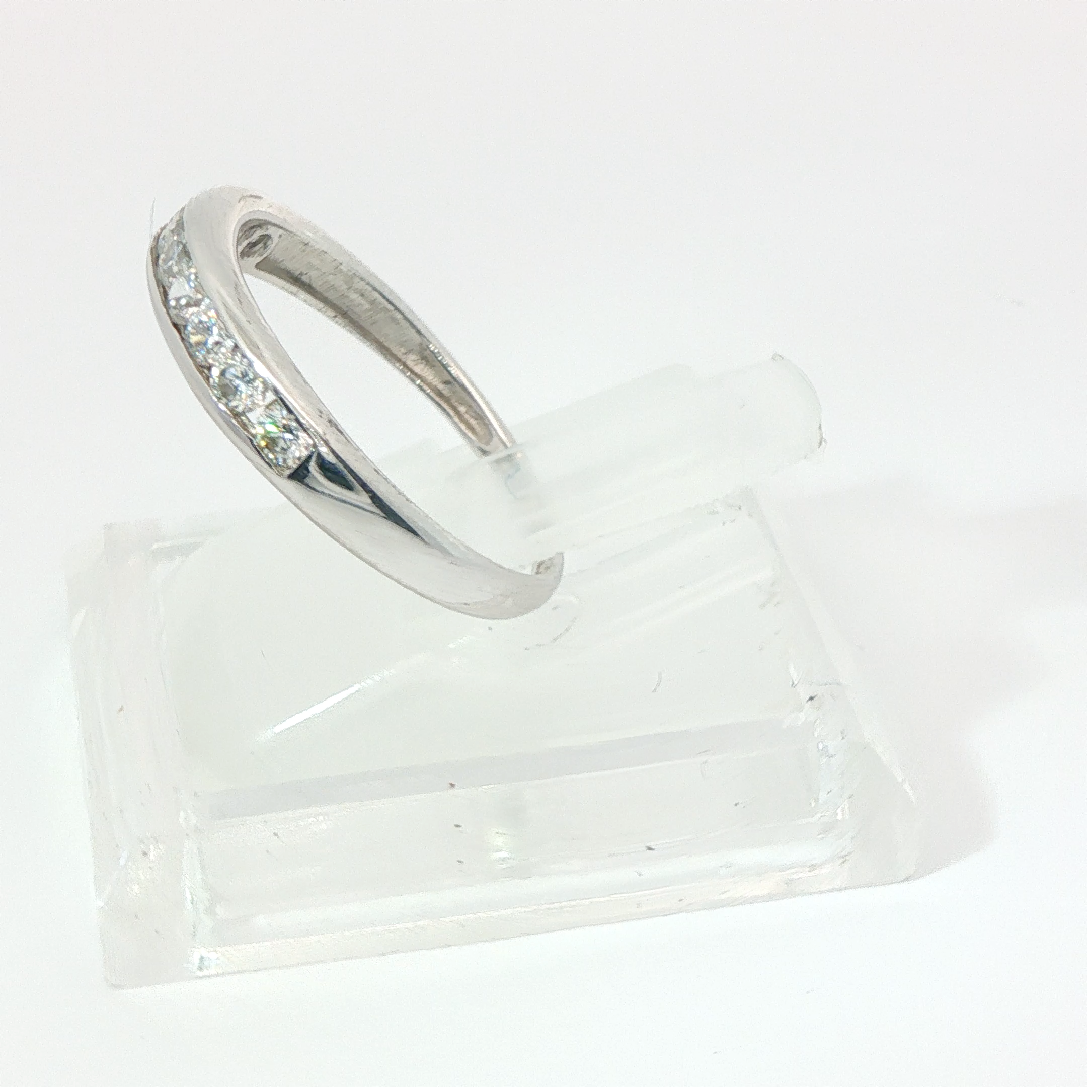 Round Brilliant 0.5CTT SI1 / SI2 G Platinum Half Eternity Channel Set Ring Size J 1/2
