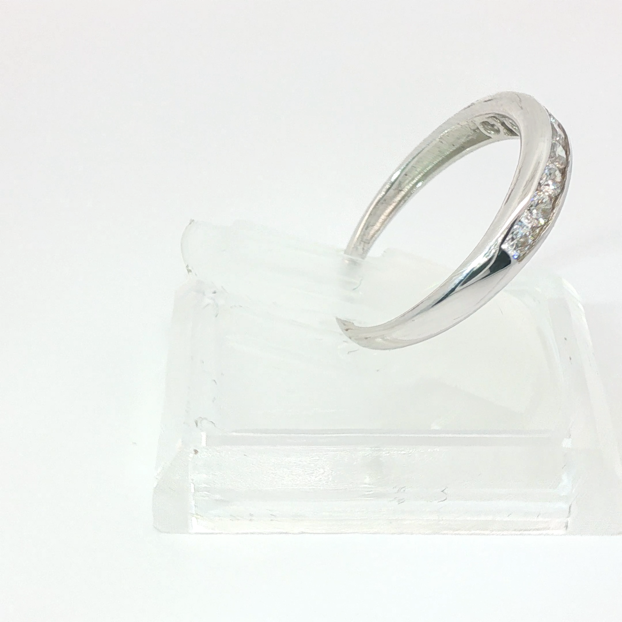 Round Brilliant 0.5CTT SI1 / SI2 G Platinum Half Eternity Channel Set Ring Size J 1/2