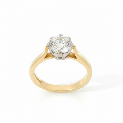 Round Brillian Solitaire 0.85CT VS1 - VS2 G-H 18CT Yellow Gold Six Claw Ring Size N