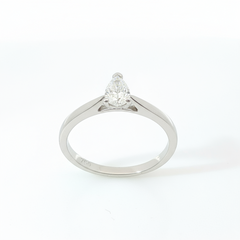 Pear Solitaire 0.5CT SI1 - SI2 H-I 18CT White Gold Ring Size L