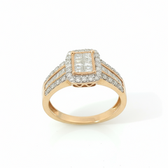 Princess & Single Cut 1TCW SI1 - SI2 G-H 9CT Yellow Gold Halo Ring Size L