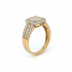Princess & Single Cut 1TCW SI1 - SI2 G-H 9CT Yellow Gold Halo Ring Size L