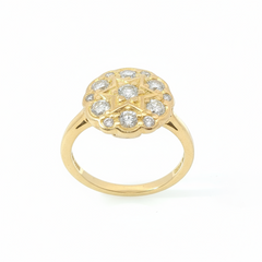 Round Brilliant 0.45TCW SI1 G 18CT Yellow Gold Cluster Ring Size K