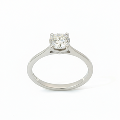 Round Brilliant 0.75CT SI1 - SI2 H Platinum 4 Claw Solitaire Ring Size K 1/2