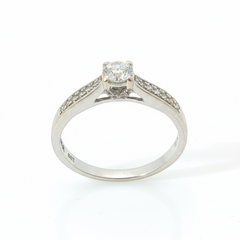 Round Brilliant 0.33CT Centre 0.4TCW SI1 - SI2 H 18CT White Gold 4 Claw Solitaire Ring Size P