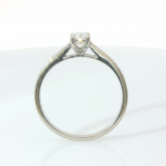Round Brilliant 0.33CT Centre 0.4TCW SI1 - SI2 H 18CT White Gold 4 Claw Solitaire Ring Size P