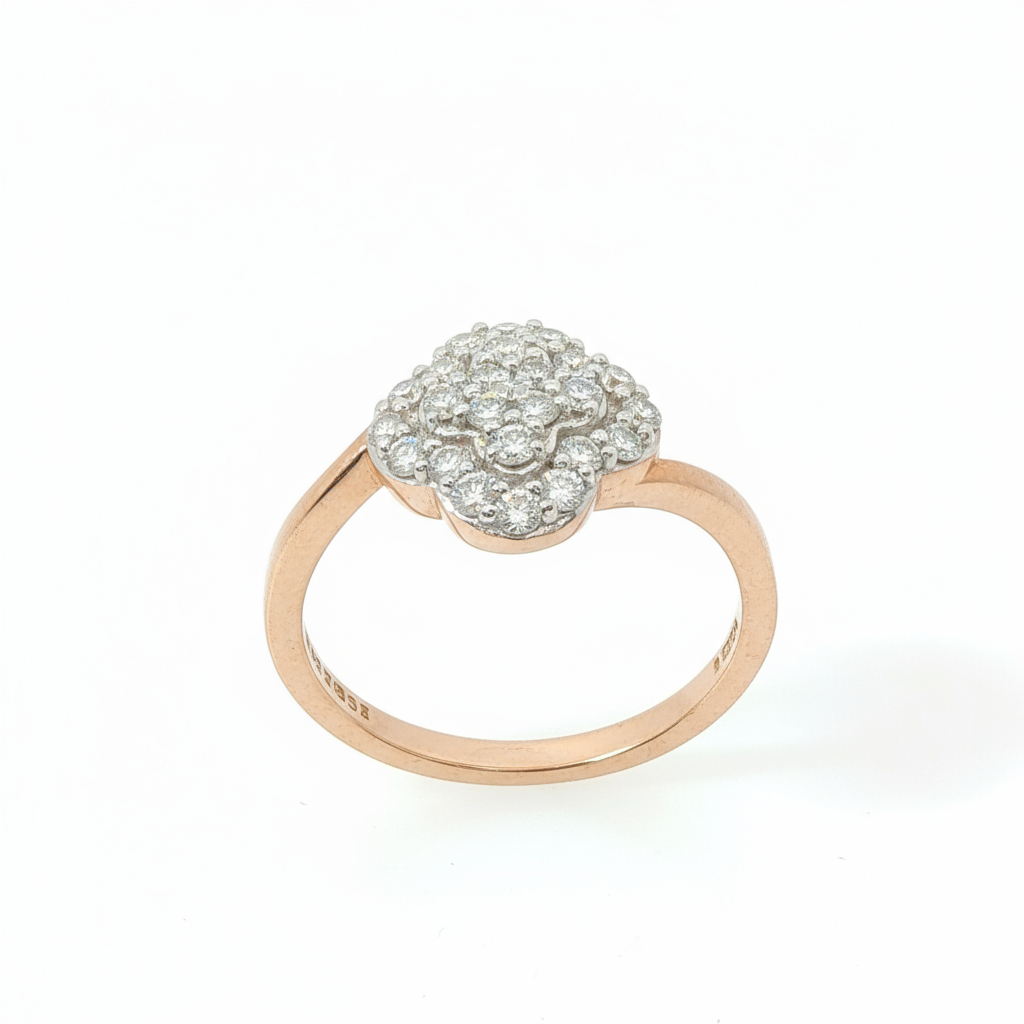 Brilliant 0.35TCW SI1 - SI2 G 9CT Yellow Gold Clover Cluster Ring Size J