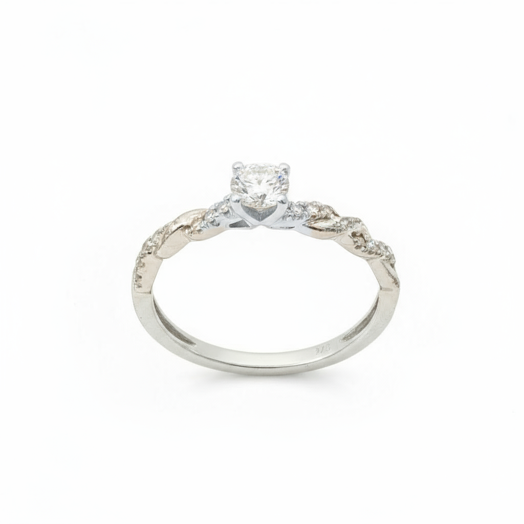 Round Brilliant 0.25CT Centre / 0.35TCW VS2 G 9CT White Gold Solitaire Ring Size K