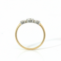 Round Brilliant 0.6CT SI1 - SI2 H 18CT Yellow Gold 3 Stone Bezel Ring Size L