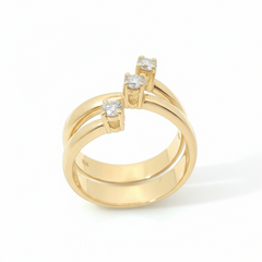 Brilliant 0.07CT x 3 SI1 - SI2 G-H 18CT Yellow Gold 3 Stone Prong Wrap Ring Size P