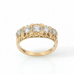 Old Mine 0.95TCW 0.25CT Centre SI1 H-I 18CT Yellow Gold 5 Stone Ring Size N