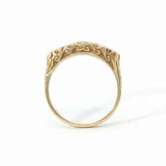 Old Mine 0.95TCW 0.25CT Centre SI1 H-I 18CT Yellow Gold 5 Stone Ring Size N