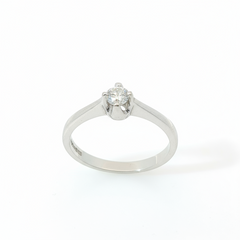 Round Brilliant 0.2CT SI2 H 9CT White Gold Basket & Claw Solitaire Ring Size L