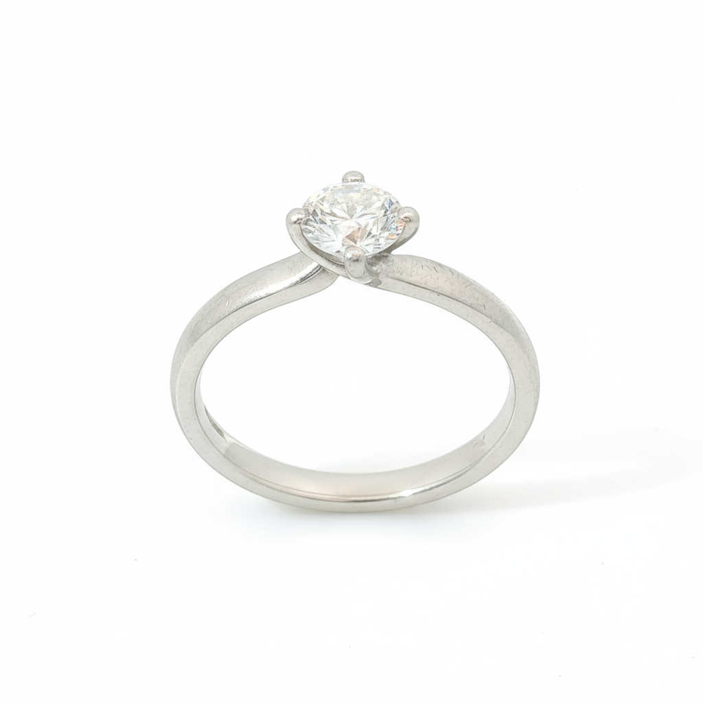 Round Brilliant 0.5CT SI1 G Platinum Twisted Solitaire Ring Size M 1/2