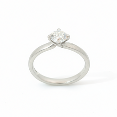 Round Brilliant 0.5CT SI1 G Platinum Twisted Solitaire Ring Size M 1/2