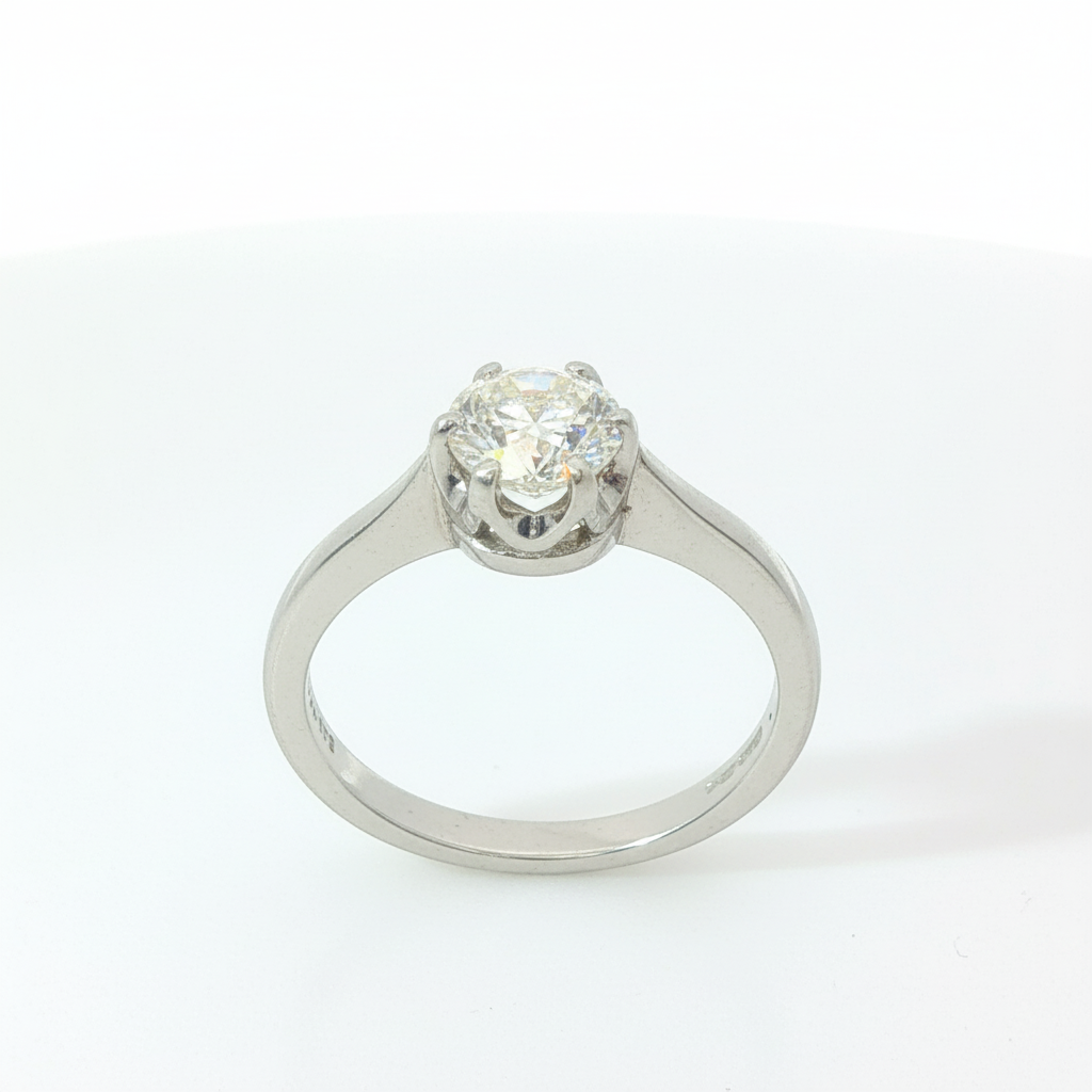 Old Mine Cut 0.75CT SI1 L-M Platinum Basket Solitaire Ring Size K