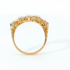 European Cut 0.75CT 2.05TCW SI1 - SI2 H-I 18CCT Yellow Gold 5 Stone Ring Size M