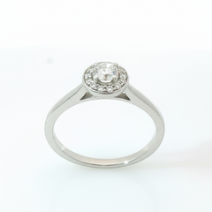 Round Briilliant 0.4CT Center 0.5TCW SI1 - SI2 G-H Solitaire with Halo Size N