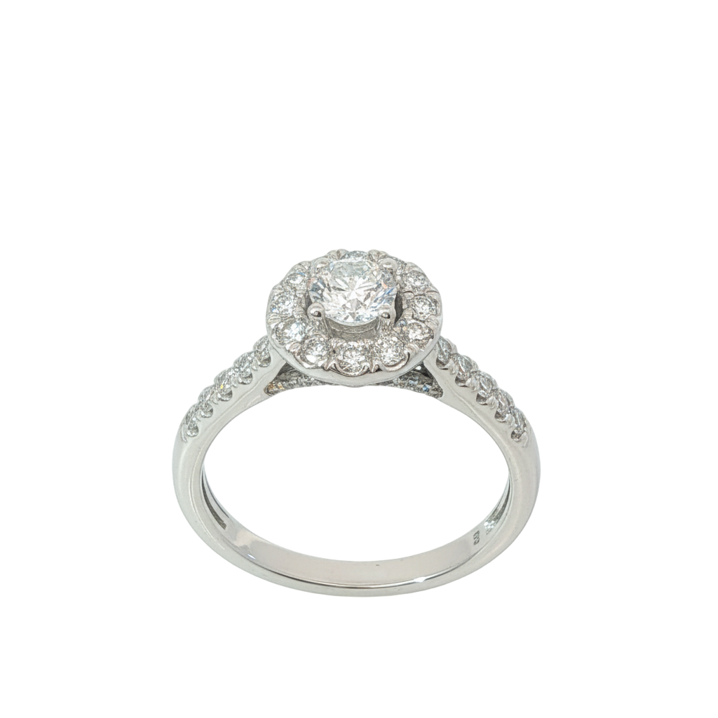 0.80ct Lab-Grown Diamond Halo Ring – 9ct White Gold (VS2, F) - Goldbank Jewellers
