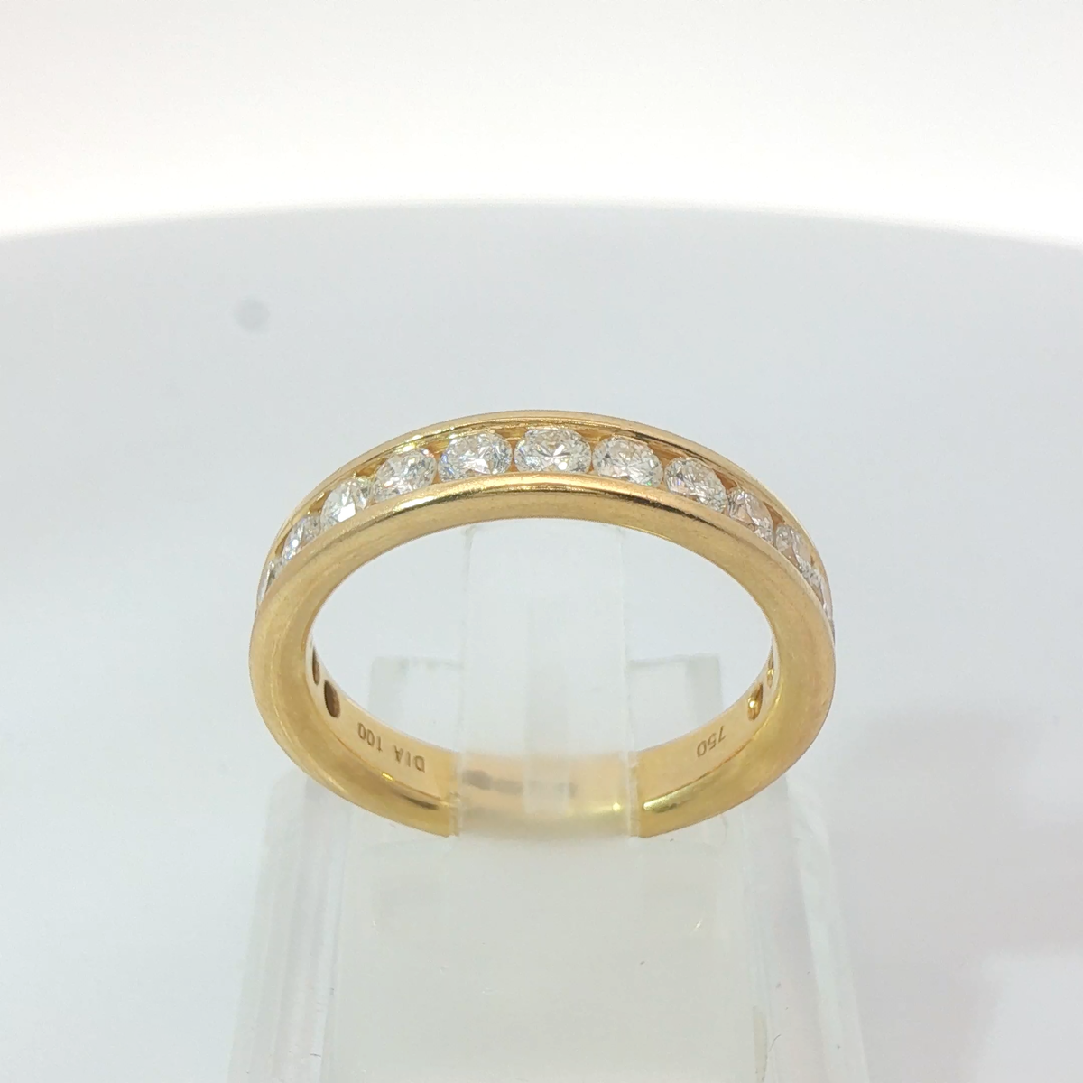 Round Brilliant 1.0TCW SI1 G-H 18CT Yellow Gold Channel Set Eternity Ring Size M 1/2
