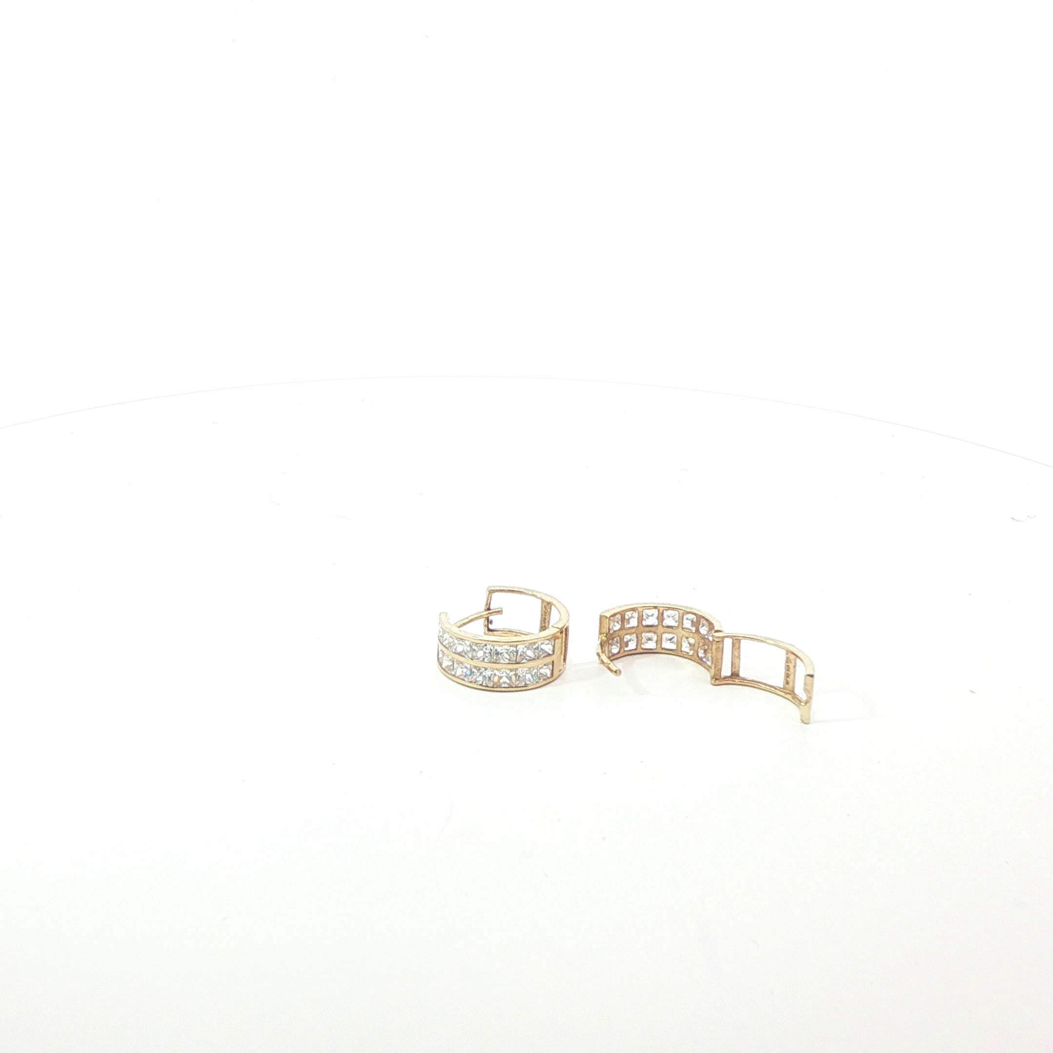 Pre-Owned 9ct Stone Set Hooped Earrings (2.23g)