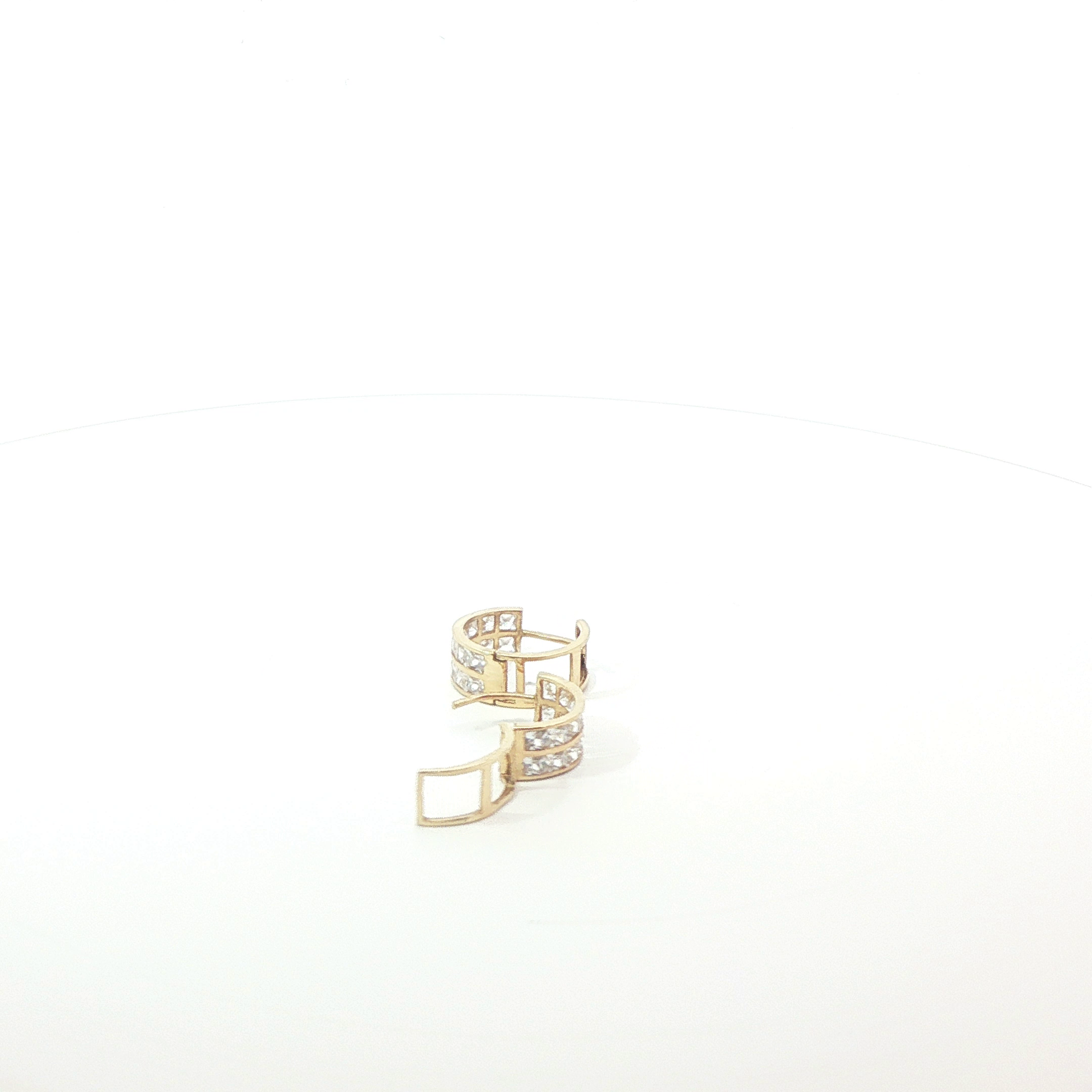 Pre-Owned 9ct Stone Set Hooped Earrings (2.23g)